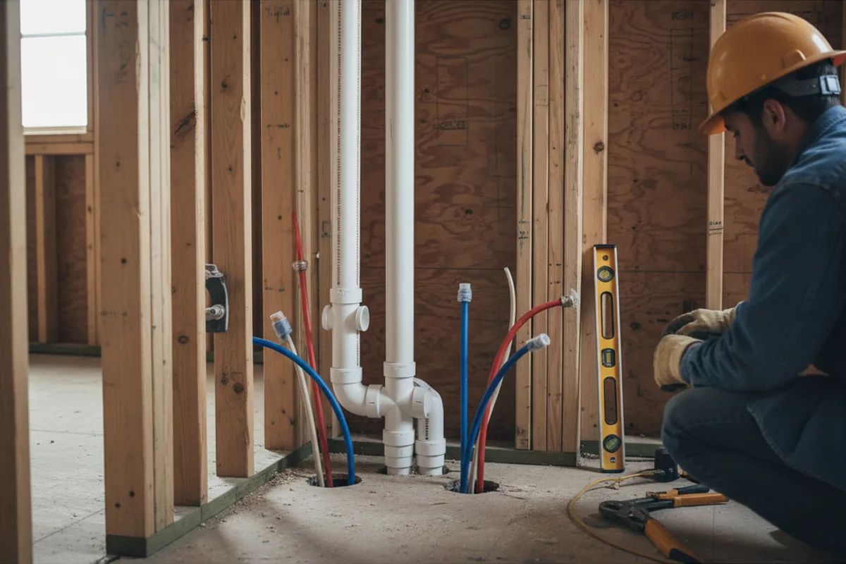 Drain and supply rough-in during Drain Cleaning in Woolford