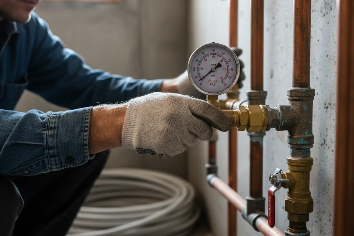 Pressure testing a repaired line during Water Line Repair in Woolford